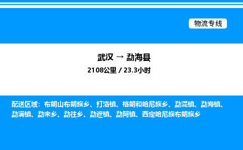 武漢到勐?？h物流專線-武漢至勐?？h貨運(yùn)公司