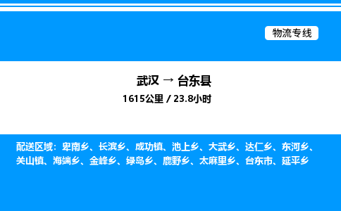 武漢到臺(tái)東縣物流專(zhuān)線-武漢至臺(tái)東縣貨運(yùn)公司